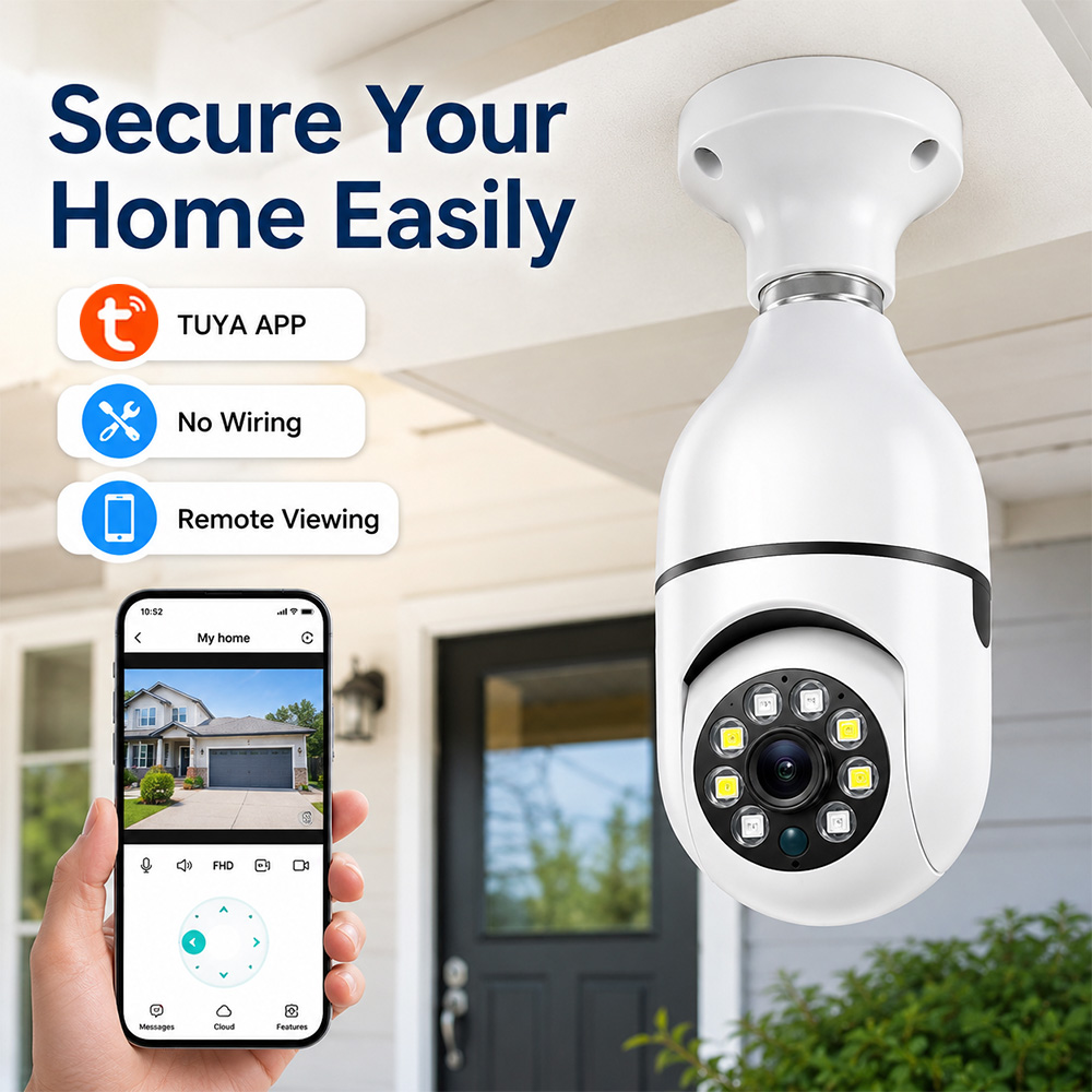 Outdoor Lighting Under Roof - E27 1080P HD TUYA Akıllı Güvenlik