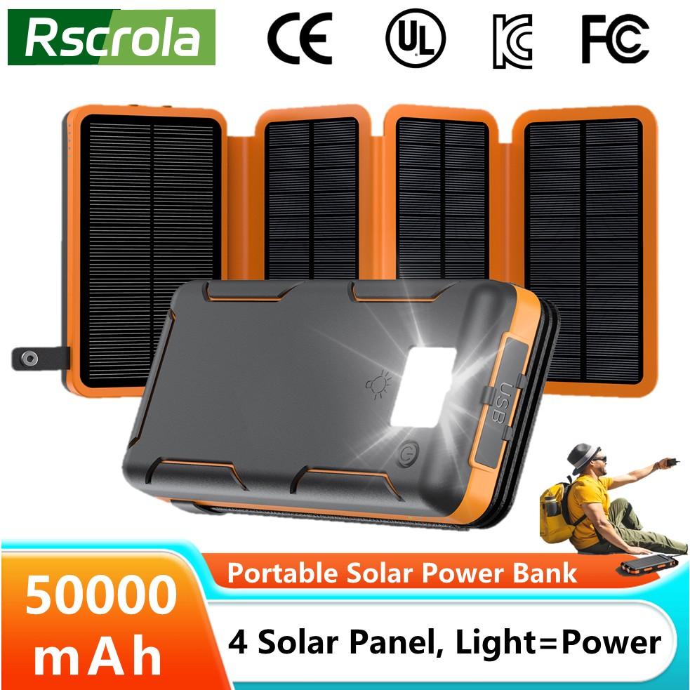 Outdoor Lighting Solar Panel - Taşınabilir Güneş Enerjisi Bankası, 50000mAh Harici