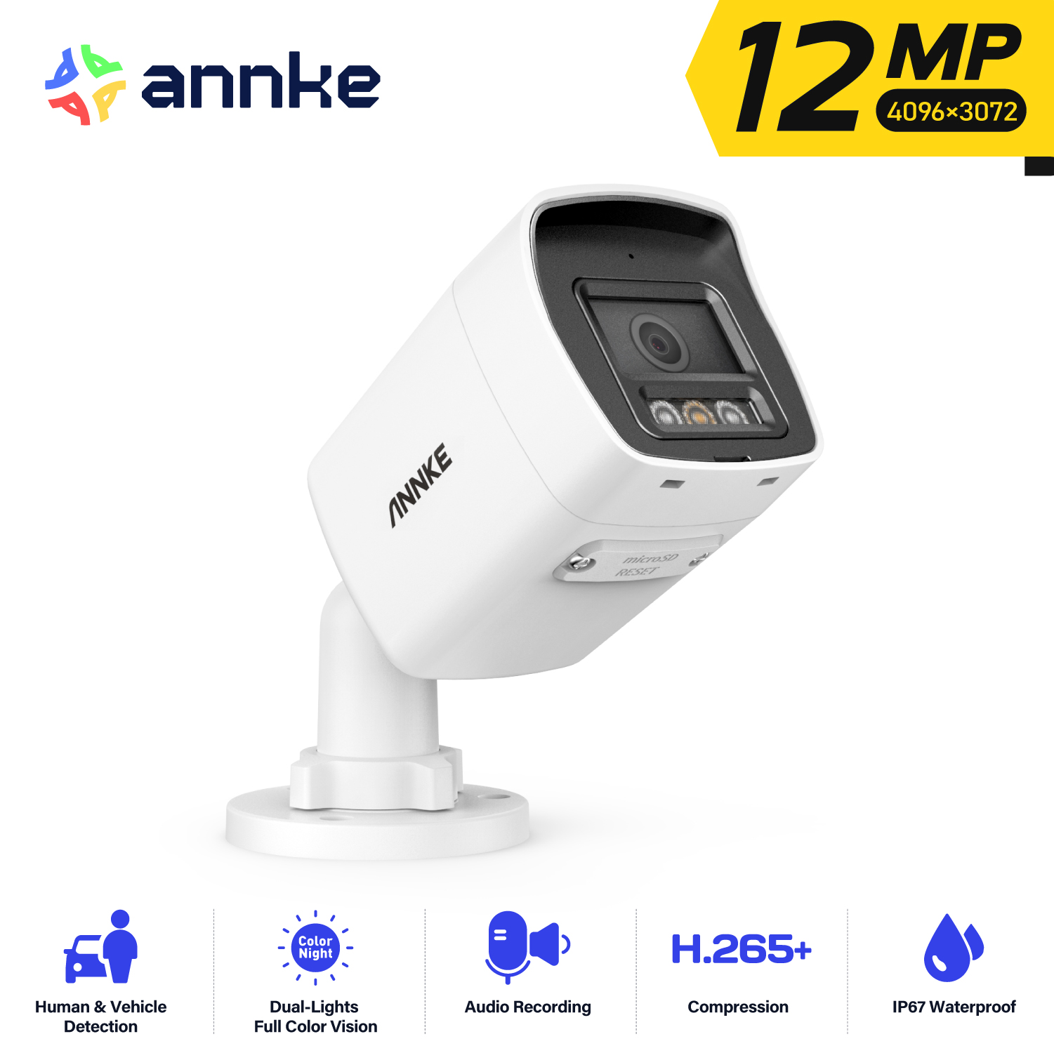Outdoor Lighting Under Roof - ANNKE 12MP PoE Güvenlik Kamerası Dış