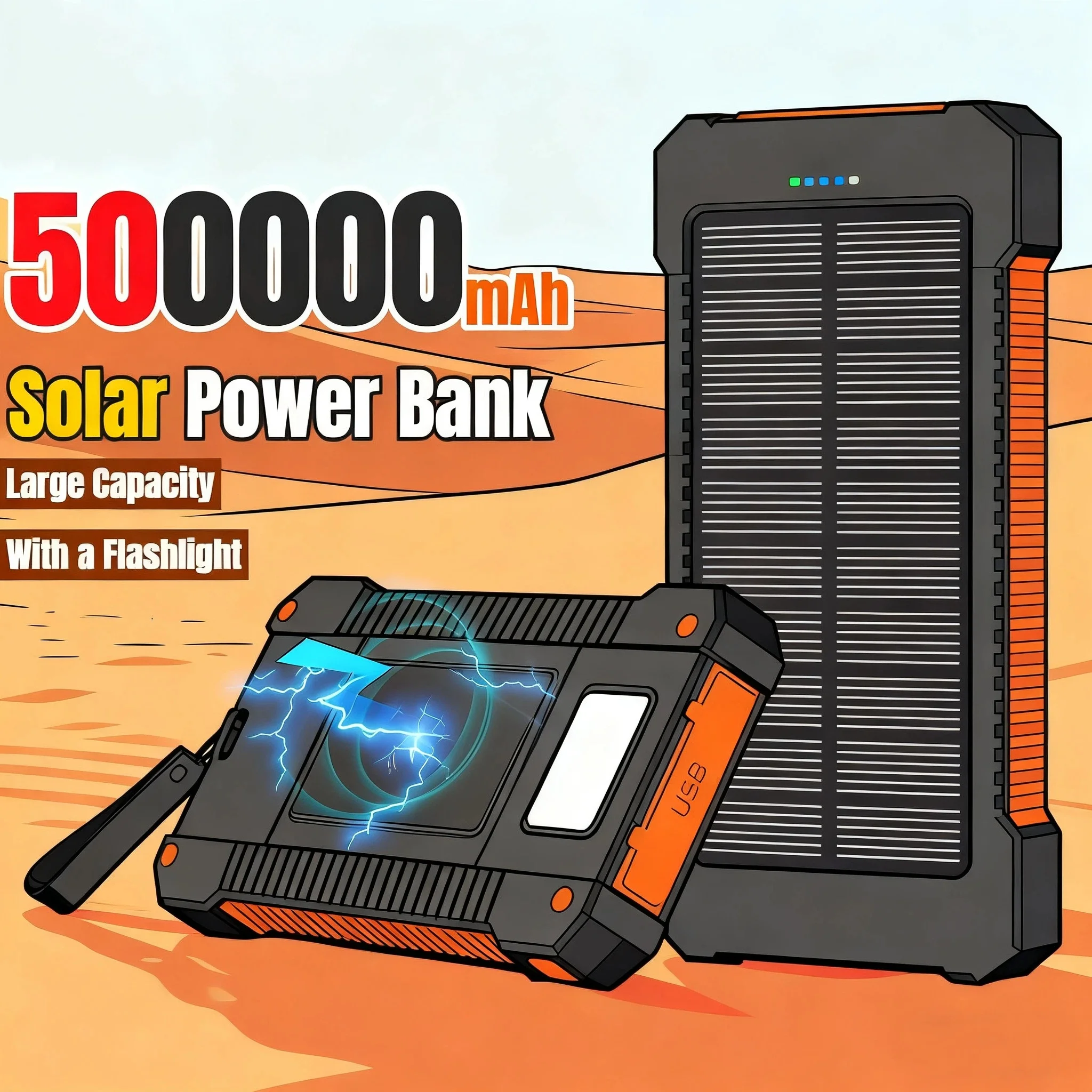 500000mAh Güneş Enerjili Power - Outdoor Lighting Solar Panel incelemesi ve fiyatı